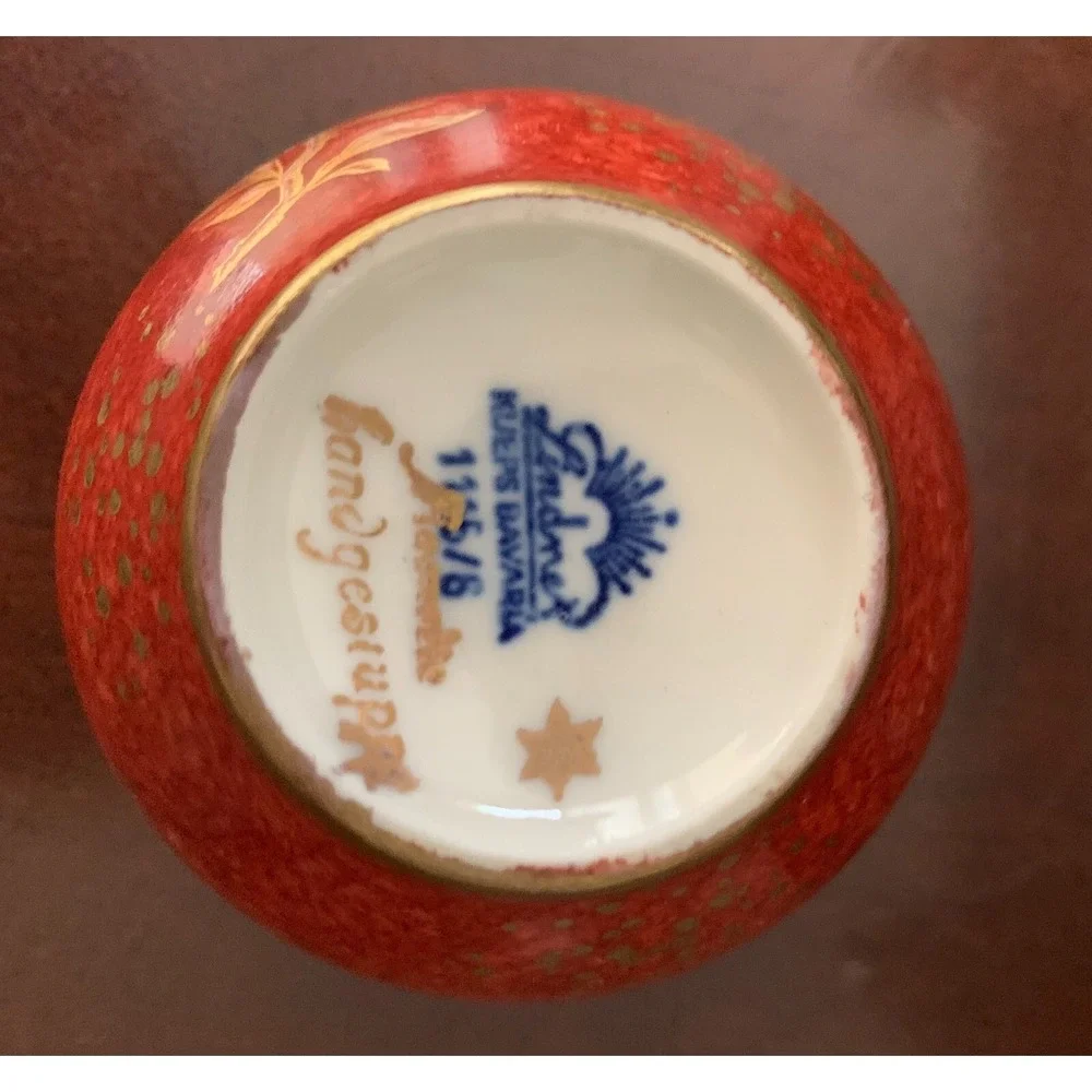 Vintage Lindner Kueps Bavaria Porcelain‎ Bud Vase Gold and Rust Brown